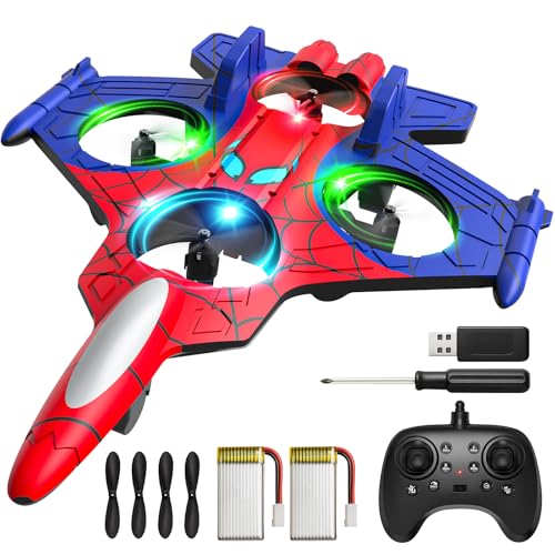 Innofans Foam Remote Control Airplanes for Kids Age 8 9 10 11 12 Spider Mini Drone for Kids RC Airplane Fighter Jet with Light 360Flip Fighter Jet Toys Stunt Roll Airplane Toy Gifts for Boys Ages 8 - Image 1