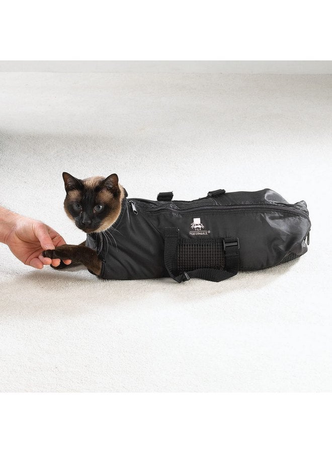 توب بيرفورمانس حقيبة العناية بالقطط عالية الأداء - حقائب متينة ومتعددة الاستخدامات مصممة للحفاظ على القطط بأمان أثناء العناية بها و/أو الاستحمام - متوسطة الحجم (عبوة من قطعة واحدة)، أسود - Image 2