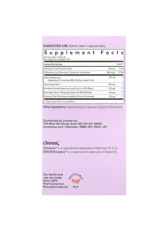 Lemme Lemme, Smooth, Cellulite Support & Skin Smoothing, 30 Vegan Capsules  - Image 3