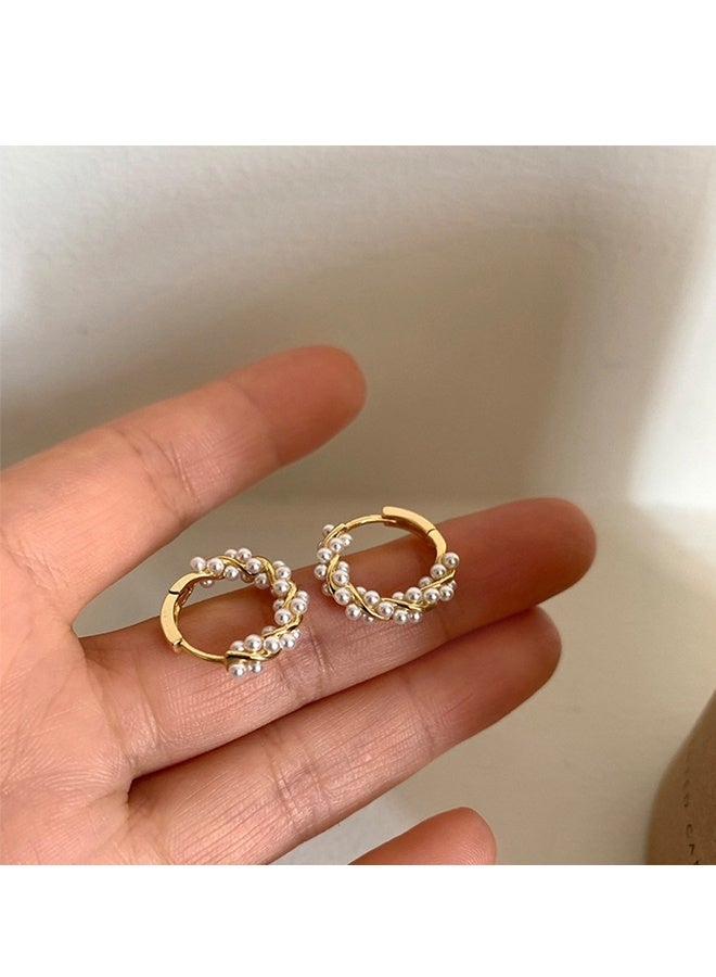 Pearl Hoop Earrings for Women Fashion Dangle Hypoallergenic Earrings Drop Dangle Earrings Gifts for Women - Image 3