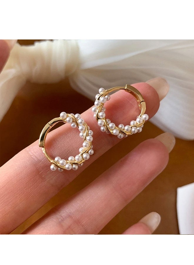 Pearl Hoop Earrings for Women Fashion Dangle Hypoallergenic Earrings Drop Dangle Earrings Gifts for Women - Image 4