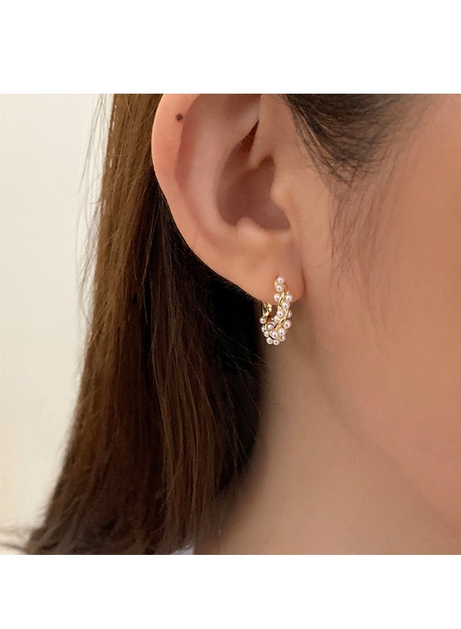 Pearl Hoop Earrings for Women Fashion Dangle Hypoallergenic Earrings Drop Dangle Earrings Gifts for Women - Image 2