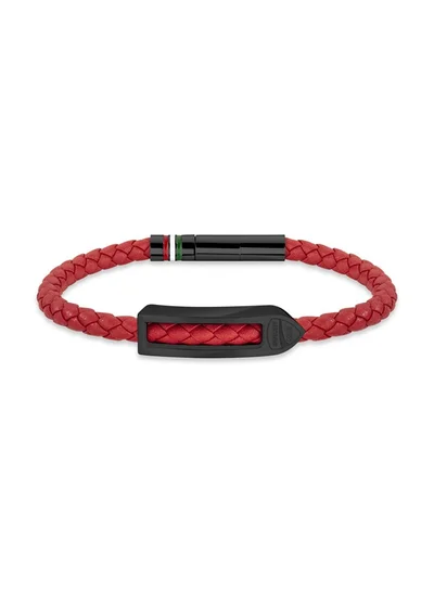 Ducati Corse Red and Grey Leather Bracelet For Men