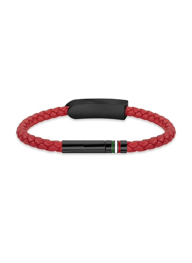 Ducati Corse Storia Red and Grey Leather Bracelet For Men