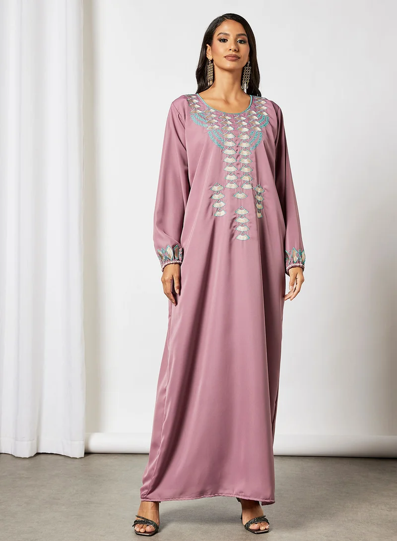 Hayat Jalabiya With Fan Like Shaped Embroidery