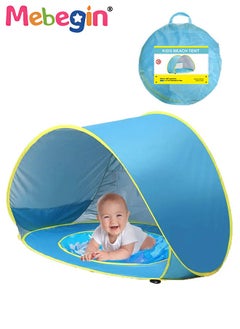 MEBEGIN Baby Pop Up Beach Tent with 4 Ground Spikes and Storage Bag, Large Anti-UV Beach Tent with Roll Up Windows, Pop Up Sun Shade, Easy to Carry and Set Up, Beach Umbrella Baby for Beach, Traveling, Hiking, Camping and Fishing, 117*79*70cm  - Image 1