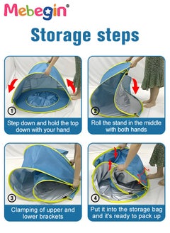 MEBEGIN Baby Pop Up Beach Tent with 4 Ground Spikes and Storage Bag, Large Anti-UV Beach Tent with Roll Up Windows, Pop Up Sun Shade, Easy to Carry and Set Up, Beach Umbrella Baby for Beach, Traveling, Hiking, Camping and Fishing, 117*79*70cm  - Image 3