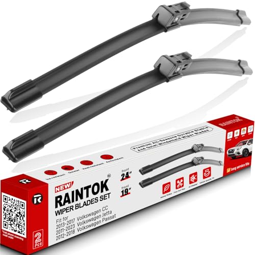 RAINTOK 24 19 Windshield Wiper Blades Replacement for Volkswagen VW Jetta 20112019 Passat 20122018 CC 20132017 Original Factory Quality Front Wipers Blade Set for My Car Pack of 2 - Image 1