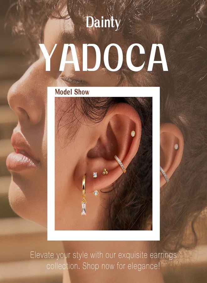 Yadoca Small Gold Hoop Earrings Set for Women - 14K Gold Plated Hypoallergenic Huggie Hoop Studs Earring Stacks for Sensitive Ears - Cartilage Earring Sets for Multiple Piercing 8 Pairs, Stainless Steel - Image 3