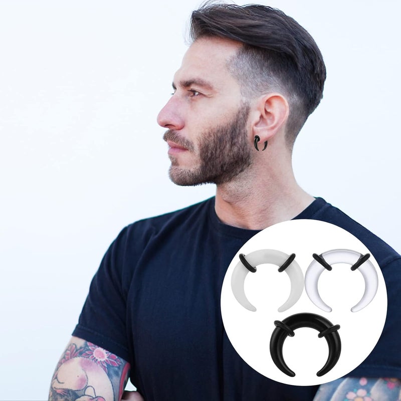 klarako 18Pcs Acrylic Pincher Tapers Septum Ring C Shape Buffalo Taper Expander with Black O-Rings Nose Piercing Jewelry (14G-4G) - Image 2