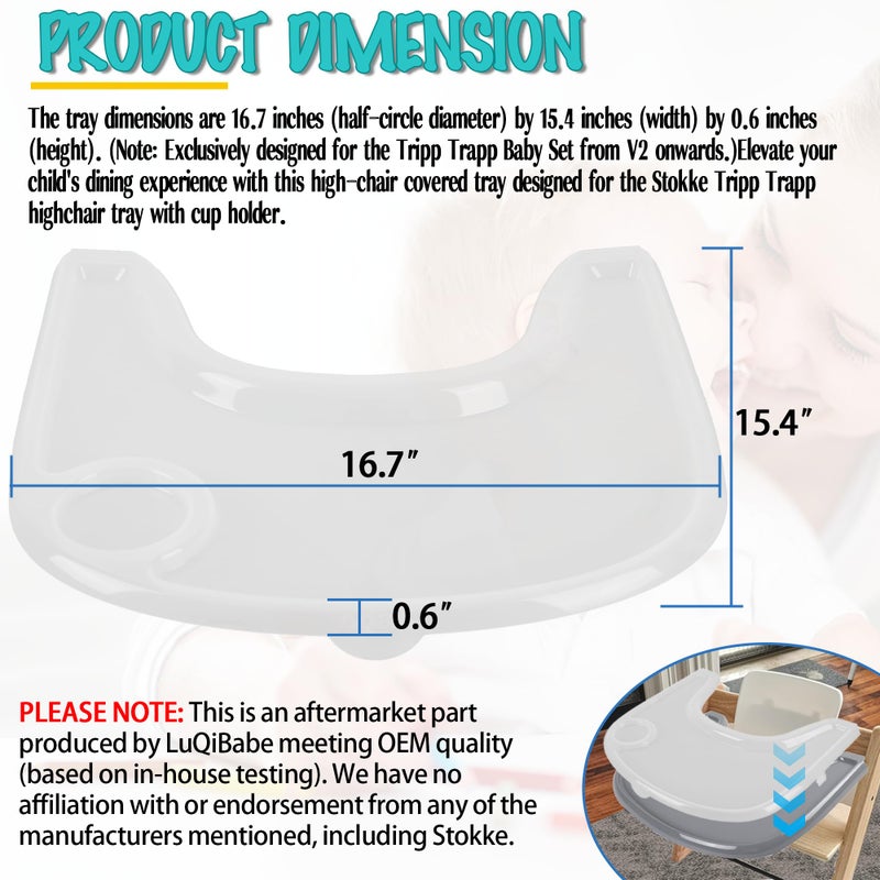 LuQiBabe High Chair Tray Cover Compatible with Stokke Tripp Trapp Chair with Cup Holder - Smooth Surface and Strong Suction - Made with Food-Safe Plastic (BPA BPS BPF Lead Phthalate Free) - Clear - Image 3