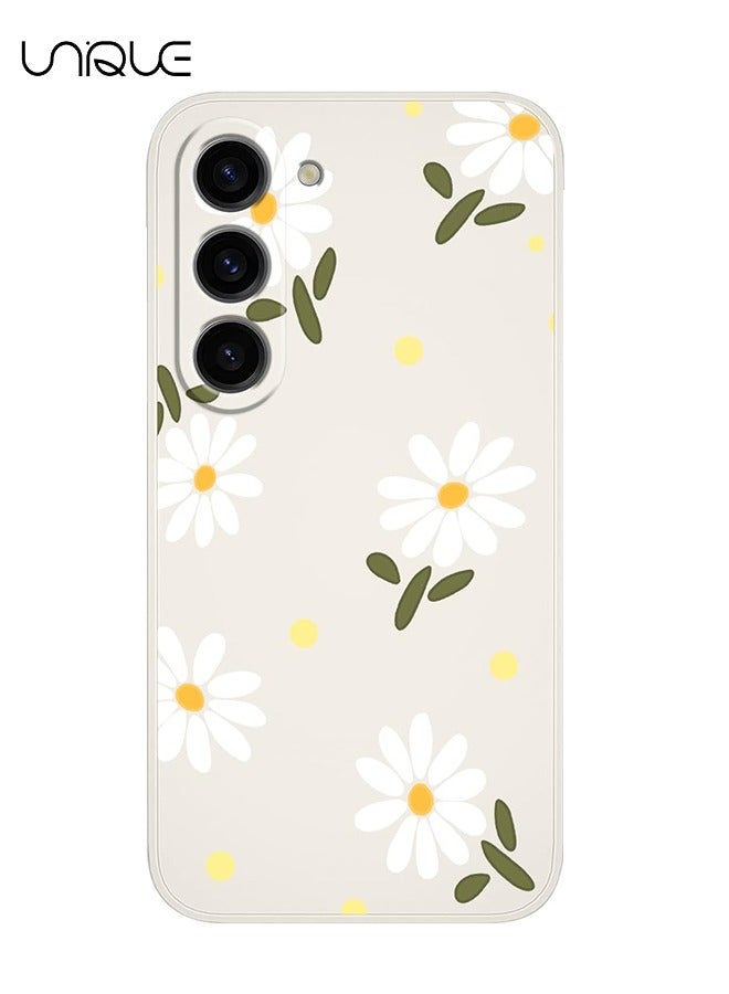 Unique For Samsung Galaxy S23 Case for Women Flowers , for Samsung S23 Anti Slip Shockproof Flexibility Soft Silicone Protector Phone Case for Galaxy S23（White） - Image 1