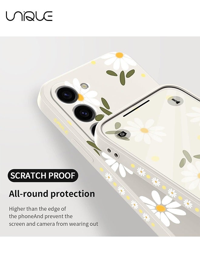 Unique For Samsung Galaxy S23 Case for Women Flowers , for Samsung S23 Anti Slip Shockproof Flexibility Soft Silicone Protector Phone Case for Galaxy S23（White） - Image 4