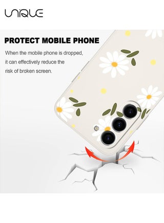 For Samsung Galaxy S23 Case for Women Flowers , for Samsung S23 Anti Slip Shockproof Flexibility Soft Silicone Protector Phone Case for Galaxy S23（White） - view 2