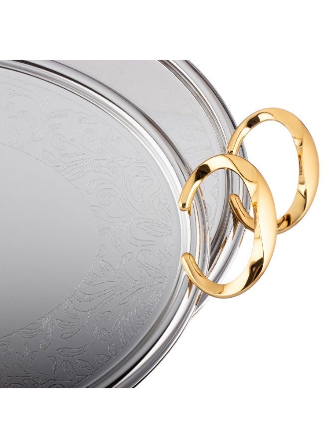 Alsaif ✨ Al Saif Metal Serving Tray Set – Two different sizes with a luxurious design and elegant gold handles for hospitality and serving ✨ - Image 5