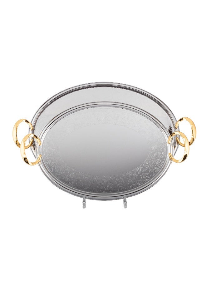 Alsaif ✨ Al Saif Metal Serving Tray Set – Two different sizes with a luxurious design and elegant gold handles for hospitality and serving ✨ - Image 2