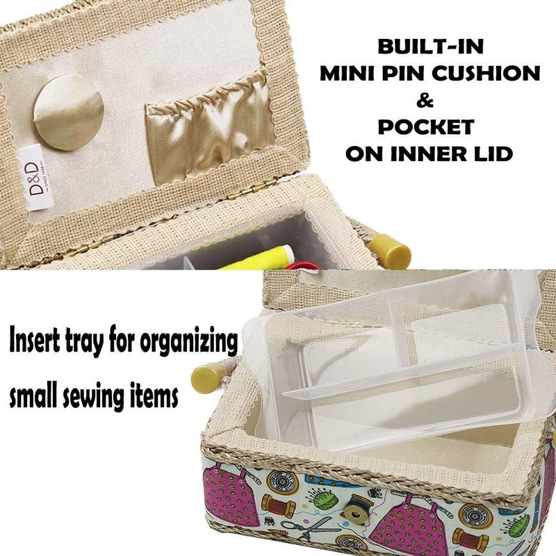 DD Small Sewing Basket with Sewing Kit Accessories for Girls/Kids/Beginners (Multicolored) - Image 3