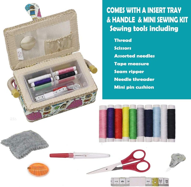 DD Small Sewing Basket with Sewing Kit Accessories for Girls/Kids/Beginners (Multicolored) - Image 2