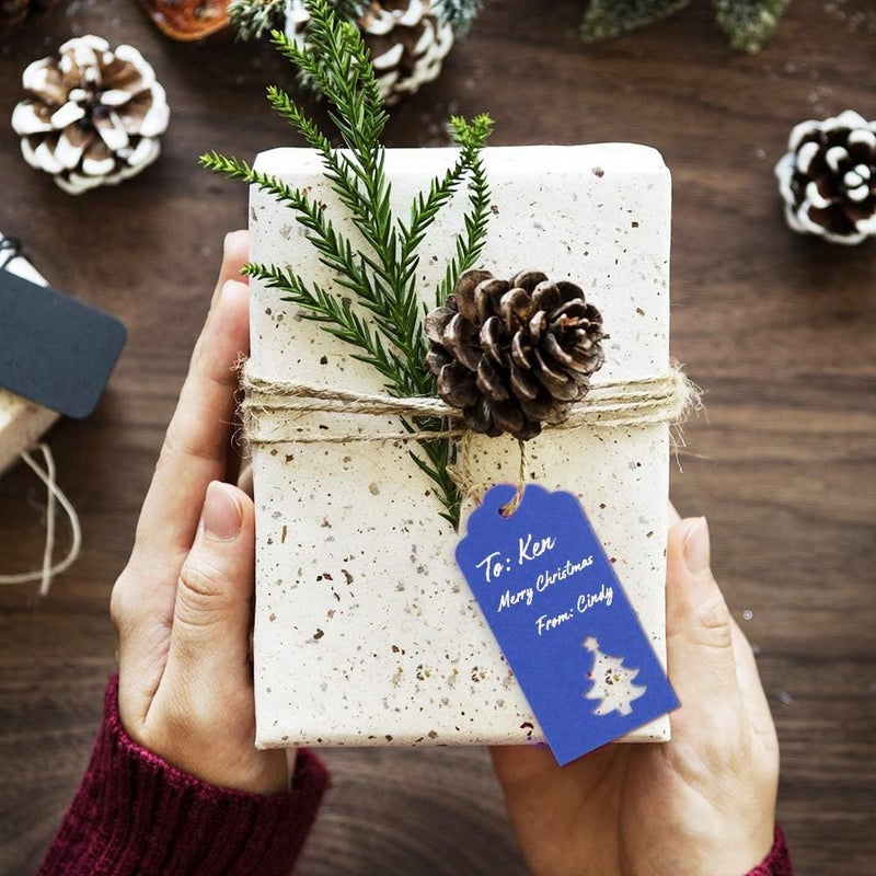Tonak Gift Tags with Holes Present Wrap Tag Paper Small Xmas Gift Tags with Twine Vintage Gift Labels Christmas Tags Bulk 100pcs - Image 3