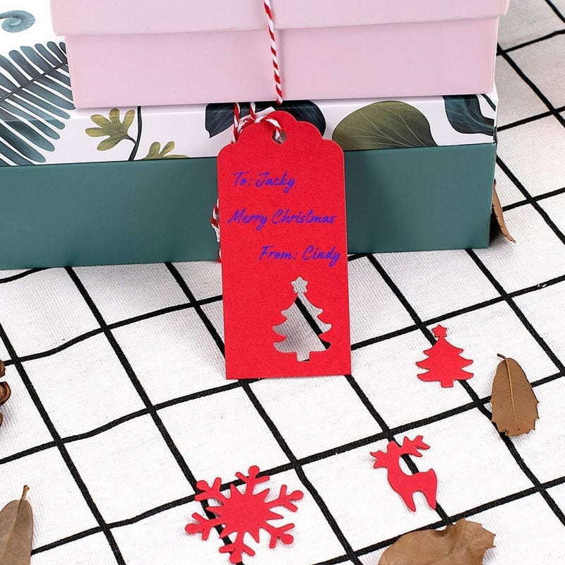 Tonak Gift Tags with Holes Present Wrap Tag Paper Small Xmas Gift Tags with Twine Vintage Gift Labels Christmas Tags Bulk 100pcs - Image 2