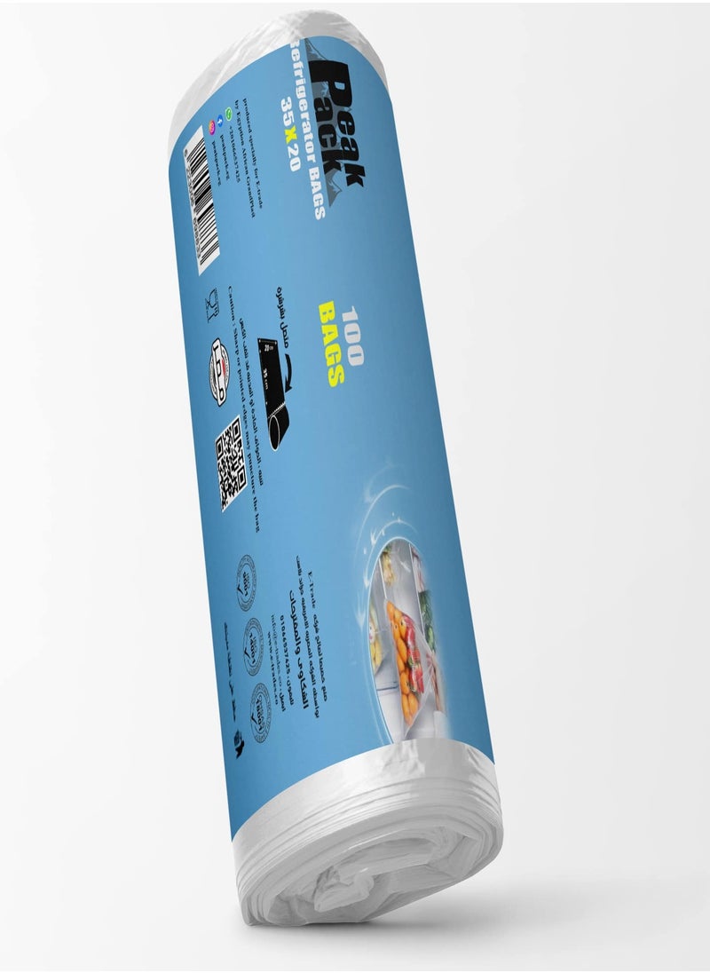 Peak Pack Peak pack Refrigerator Bags Roll 100 bags  size 20 cm X 35 cm  - Image 1