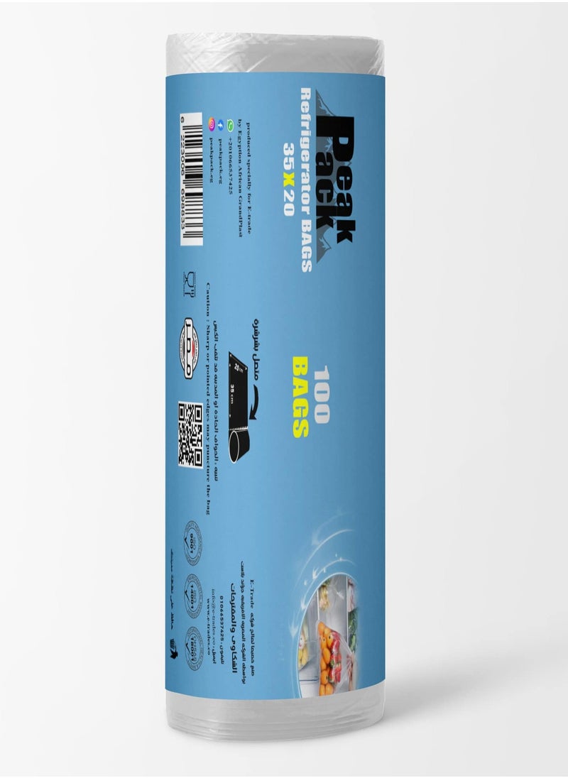 Peak Pack Peak pack Refrigerator Bags Roll 100 bags  size 20 cm X 35 cm  - Image 2