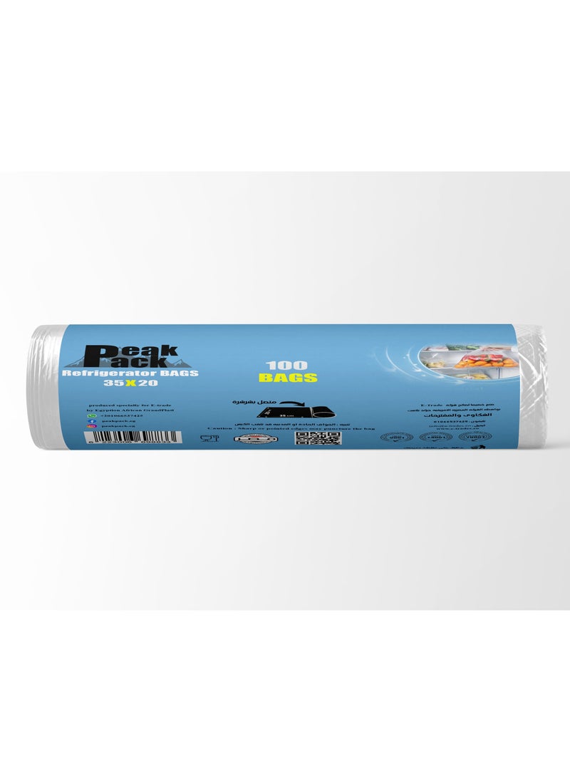Peak Pack Peak pack Refrigerator Bags Roll 100 bags  size 20 cm X 35 cm  - Image 3