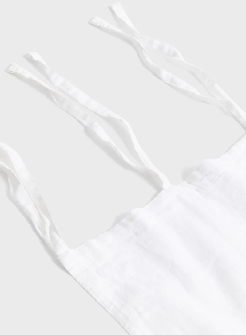 H&M Wide Linen-Blend Tie Top Curtain Length