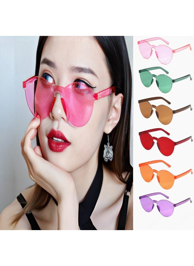 Generic - KLASSNUM Rimless Frame Candy Cat Eye Sunglasses Women Luxury Eyewear Colorful Round Sun Glasses Women UV400 Gafas De Sol Mujer-Lenses Color:Translucent yellow - Image 1