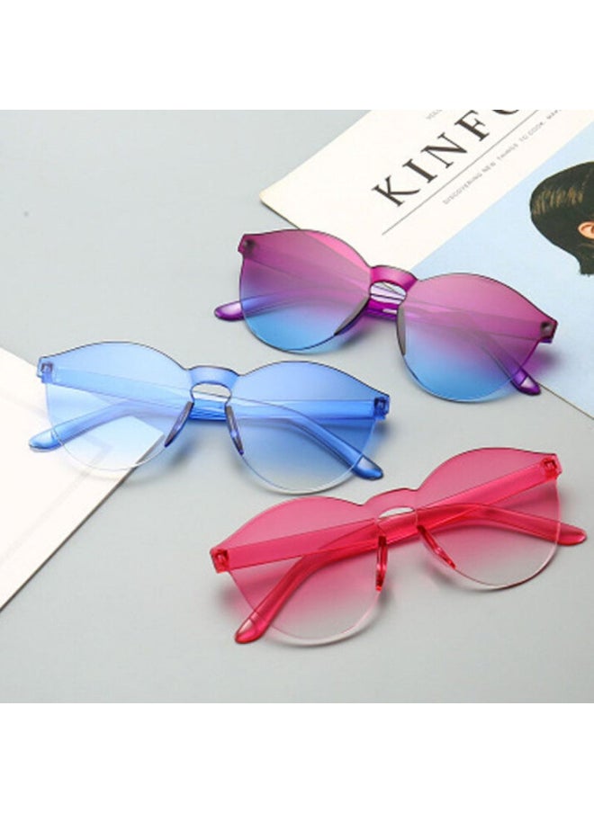 Generic - KLASSNUM Rimless Frame Candy Cat Eye Sunglasses Women Luxury Eyewear Colorful Round Sun Glasses Women UV400 Gafas De Sol Mujer-Lenses Color:Translucent yellow - Image 1
