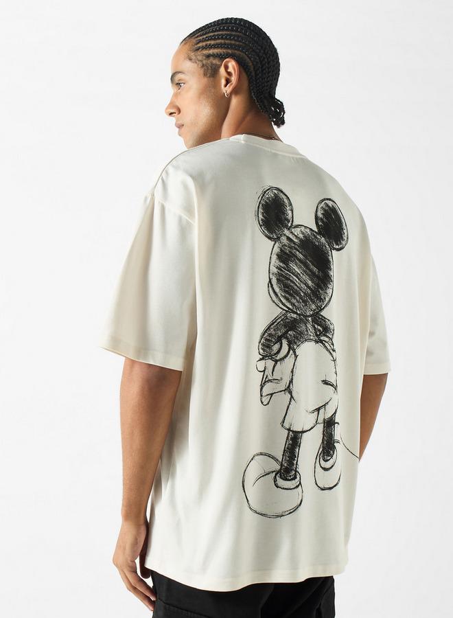 SP Characters Mickey Mouse Print Crew Neck T-shirt with Short Sleeves - Image 3