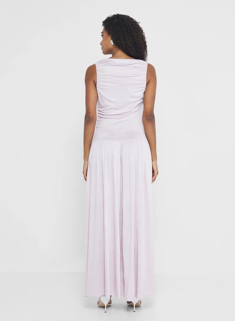Ginger Basics Ruched Drop Waist Dress