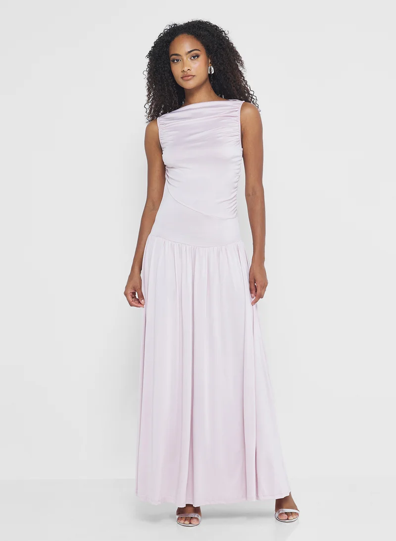 Ginger Basics Ruched Drop Waist Dress