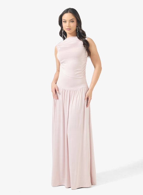 فستان بخصر منخفض مكشكش