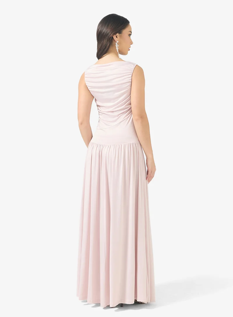 Ginger Basics Ruched Drop Waist Dress