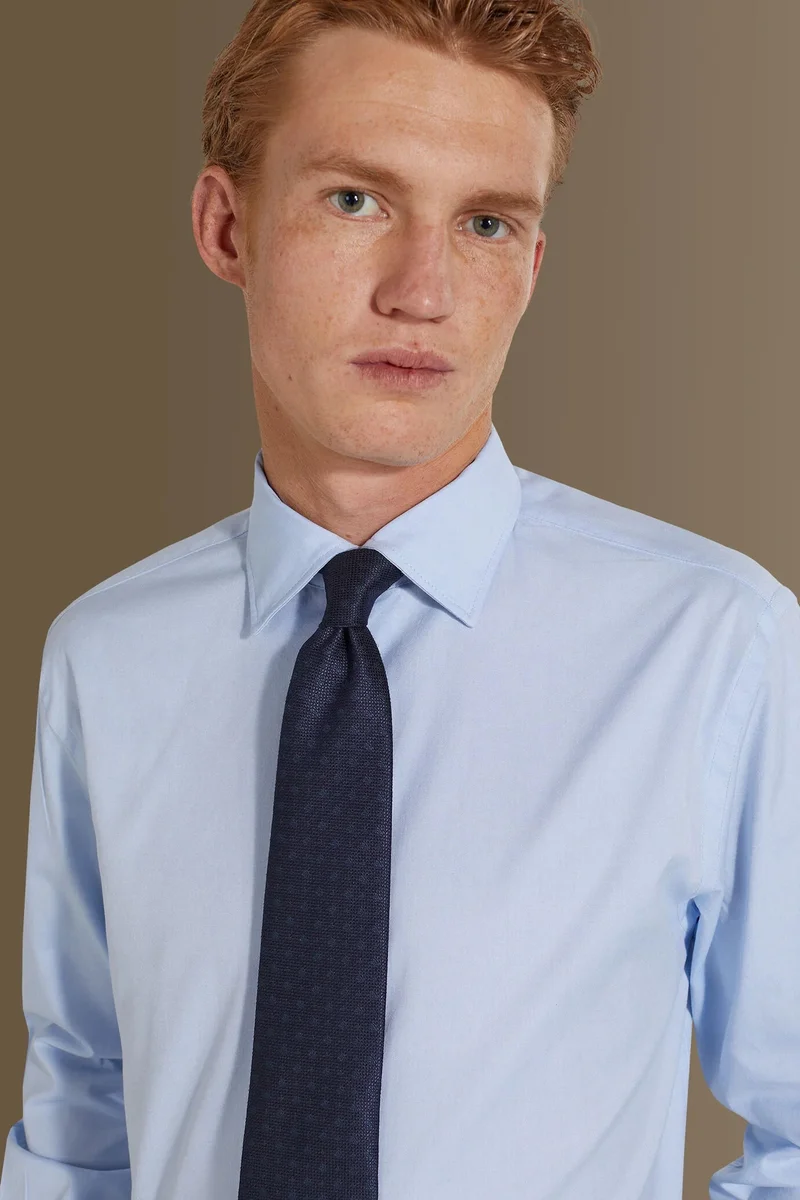 Doppelganger Classic washed shirt french collar pin point fabric - LT Sky
