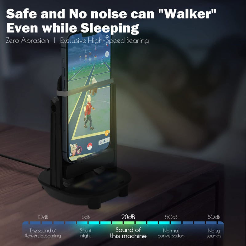 Orzero Steps Counter Compatible for Pokemon Go Walker Phone Swing Accessories Cellphone Pedometer (USB Cable) (Easy Installation) (Mute Version) Egg hatcher Rocker Quick Steps Earning Device - Black - Image 5