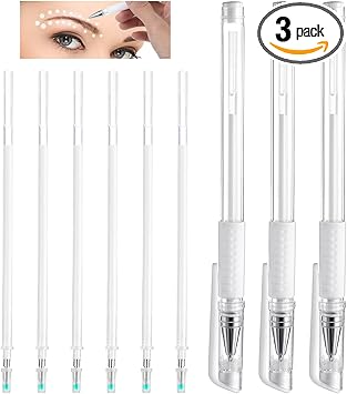 Bremorou Eyebrow Microblading Marker Pen3 Pcs Brow Mapping Pens With 6 Replacement Refills Skin Marker Pen Makeup Tattoo Eyebrow Makeup Position Mapping Mark Tools For Eyebrow Lip Artists Marking Pen White - Image 1