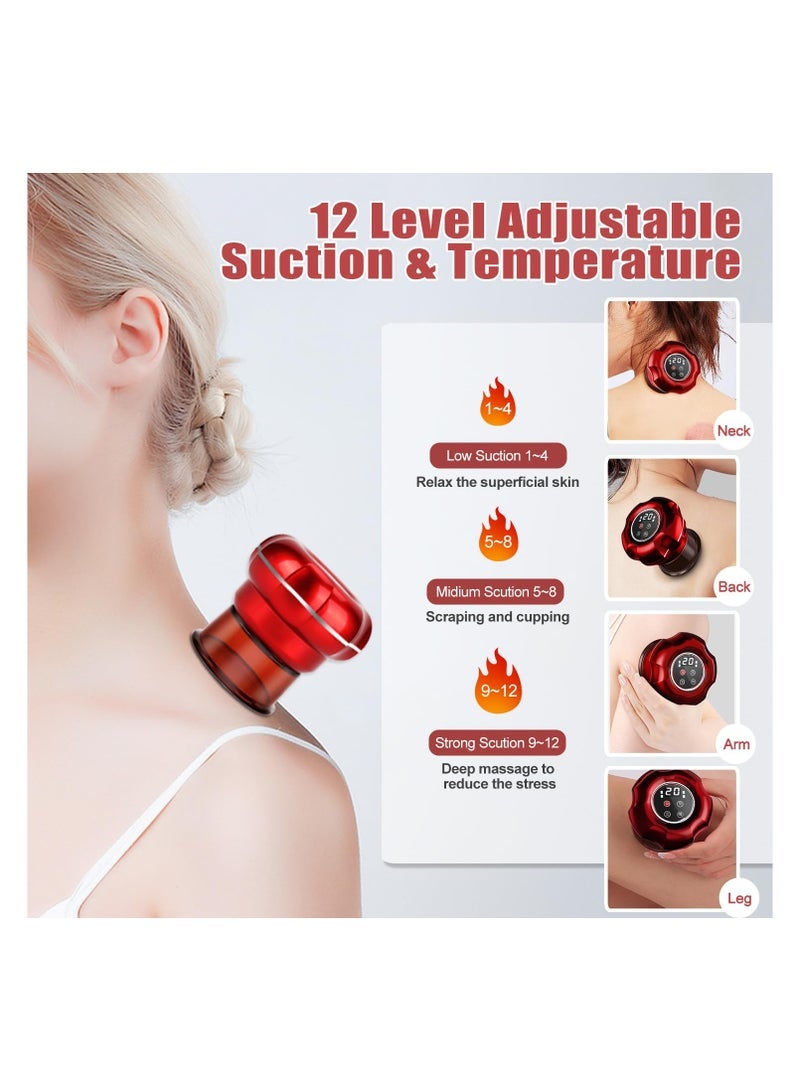 General Electric Cupping Therapy Set with 12 Level Heating, Smart Massager for Fatigue Relief, Aches, Muscle Soreness and Skin Tightening (Red)  - Image 4