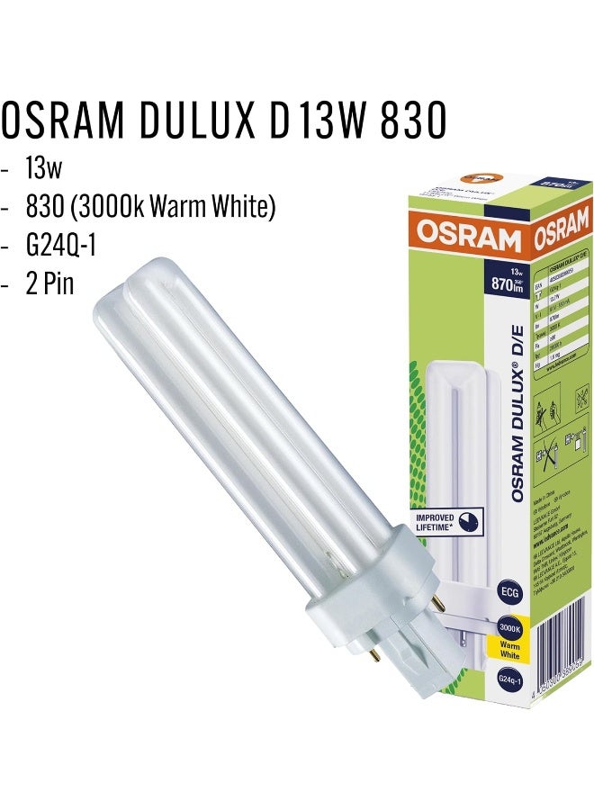 OSRAM Dulux D G24D 13W 840 4000K 900Lm Fluorescent Lamp - Image 2