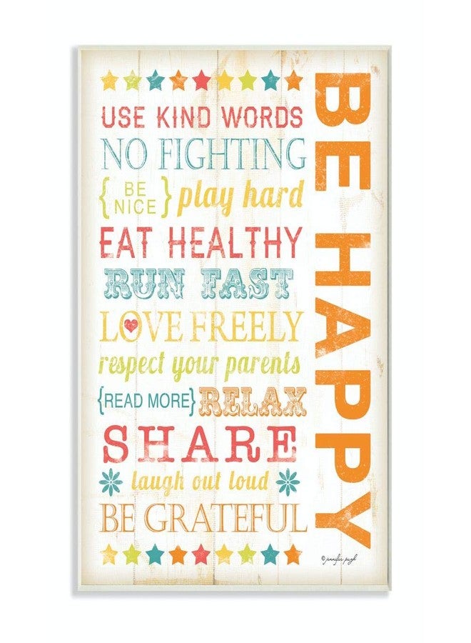Stupell Industries Stupell Home Décor Be Happy Typography Canvas Wall Art, 16 x 20, Multi-Color - Image 1