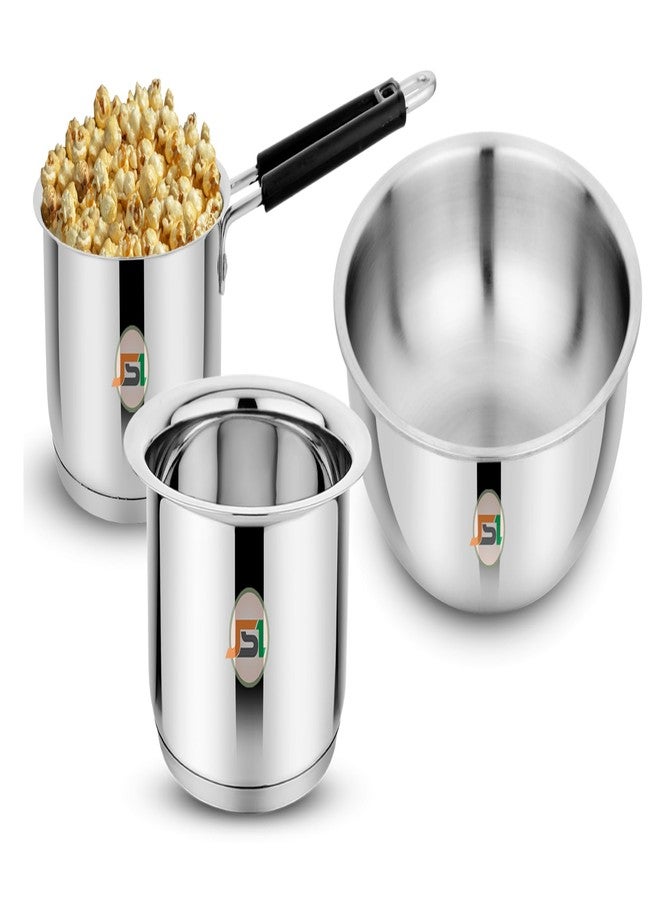 JSI 304-Grade Stainless Steel TRIPLY Base Cookware Set 3 Pcs for Kitchen - Tope 2000ml, Saucepan 2000ml & Tasla 2500ml, Heavy Bottom Induction Base Cooking Set/Pot Pan Set/Kitchen Set - Image 1