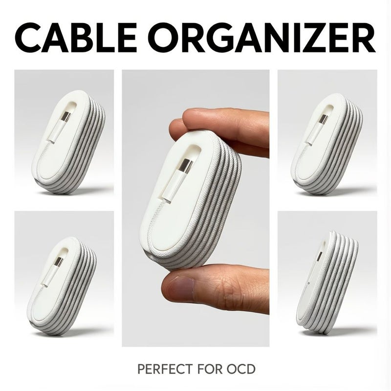 White 1 Pack Cable Organizer For Apple Data Cords Portable Travel Desktop - Image 4