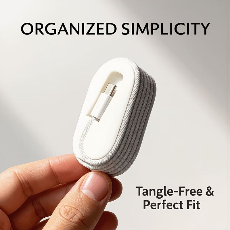 White 1 Pack Cable Organizer For Apple Data Cords Portable Travel Desktop - Image 1
