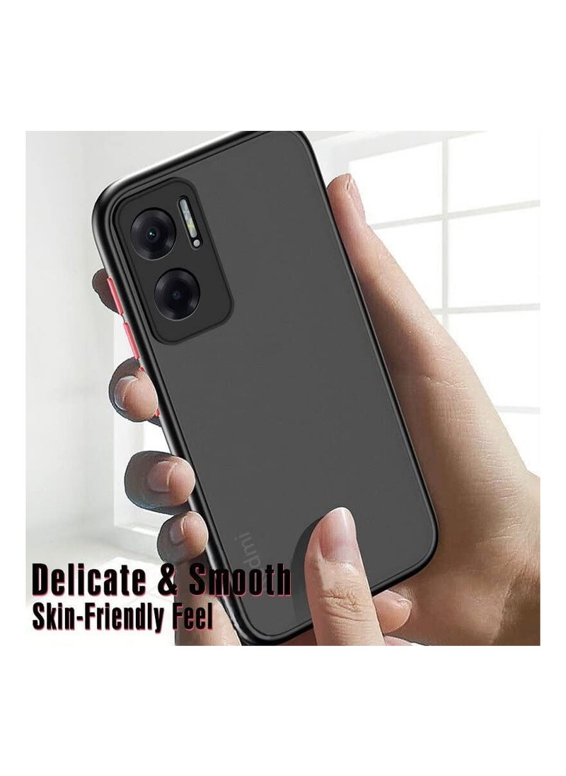 Generic - Redmi 10 5G Case Cover Translucent Back Matte Frame Camera Protection Shockproof Slim Hard Shell Soft Microfiber Liner Full Body Protective Anti-Scratch Case For Xiaomi Redmi 10 5G Black - Image 1
