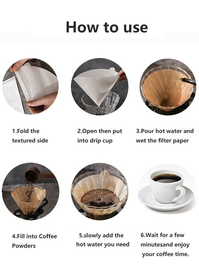 SOWUGI ورق فلتر قهوة 100 قطعة حجم V60 02 غير مبيَّض فلتر قهوة disposable لصنع القهوة بالتقطير وصانعات القهوة بقطرة - Image 3