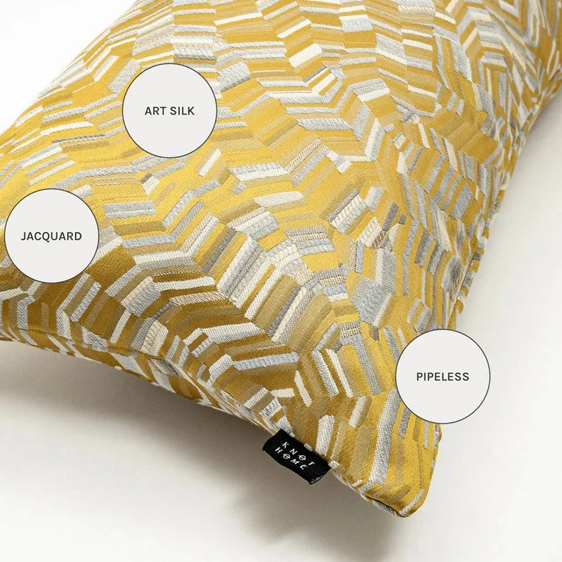 KNOT HOME Cushion Faye Klimt (with filler) Pillow Knot Home Cover Set for Modern Sofa Contemporary Living Room Bedroom and Office Soft Washable