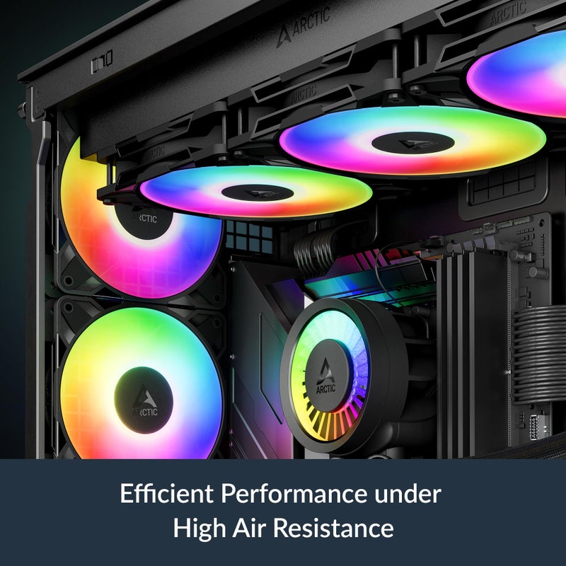 ARCTIC P12 Pro A-RGB - Powerful Premium Fan, 120 mm PWM Fan with Y-Cable Splitter, 600-3000 RPM, 0 RPM <5% PWM, 5V Digital RGB, Fluid Dynamic Bearing, 4-Pin - Black - Image 3