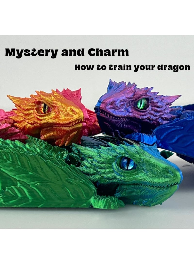 SYOSI Feathered Wyvern 3D Printed Articulated Dragon Model with Movable Wings and Joints, Poseable Desktop Pet for Fantasy Fans and Collectors, Interactive Figurine for Home and Office Decor (Blue Green) - Image 5