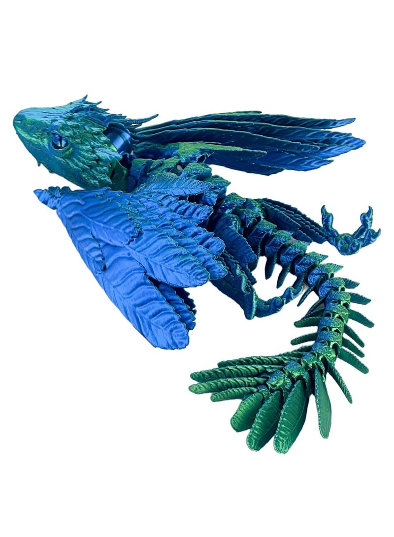 SYOSI Feathered Wyvern 3D Printed Articulated Dragon Model with Movable Wings and Joints, Poseable Desktop Pet for Fantasy Fans and Collectors, Interactive Figurine for Home and Office Decor (Blue Green) - Image 1